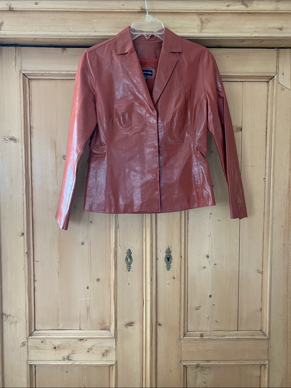 Women's Leather Blazer Jacket - Rust